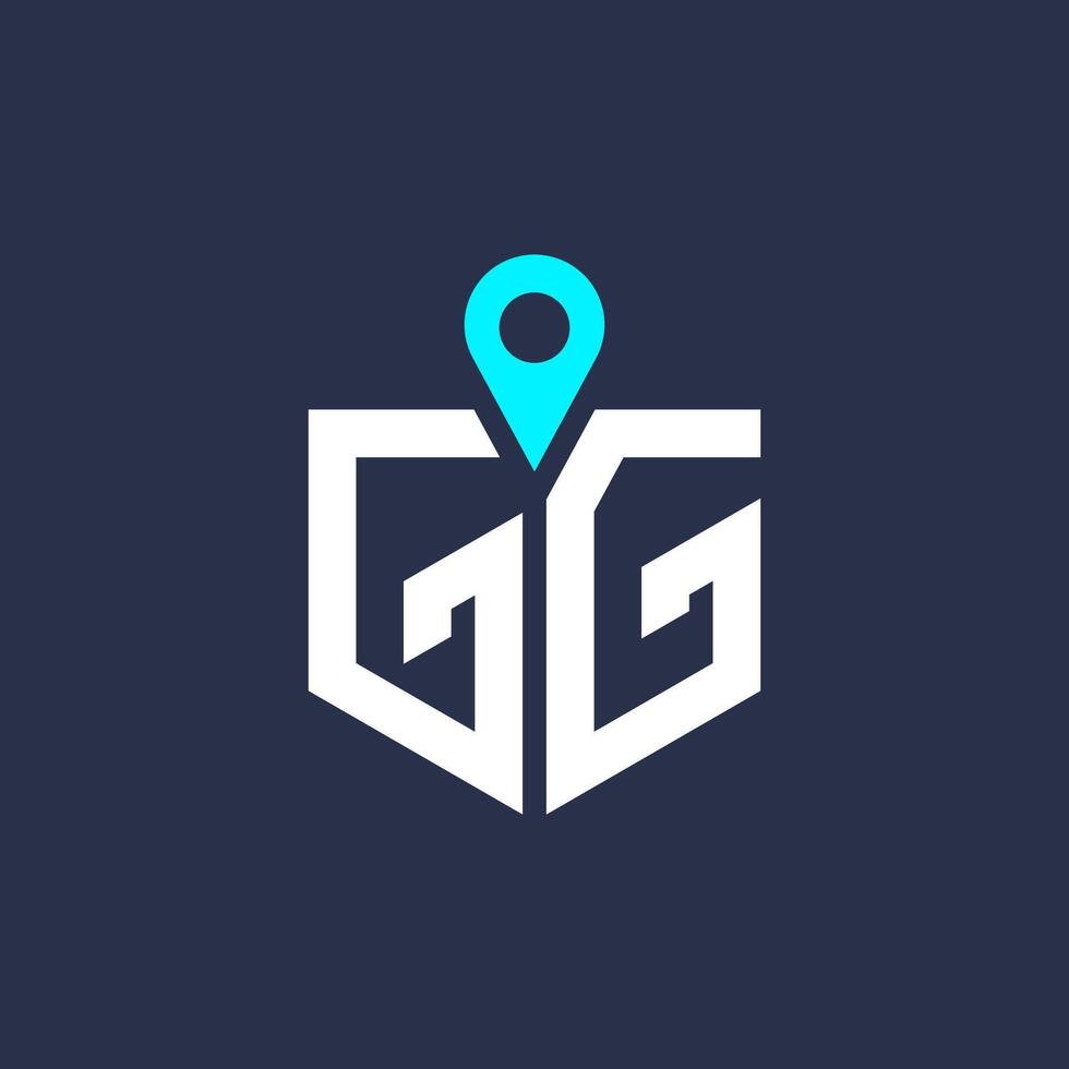 GG Location Logo Design for Recruitment and Navigation - Letter GG Logo Icon vector