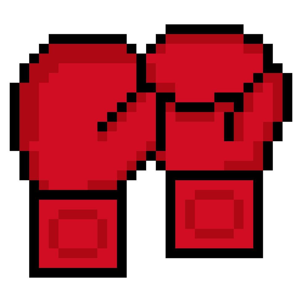 Red boxing gloves in pixel art style vector