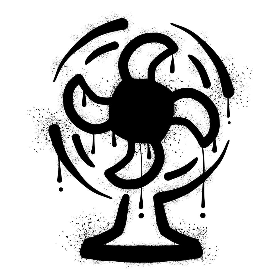 Electric fan with black spray paint graffiti vector