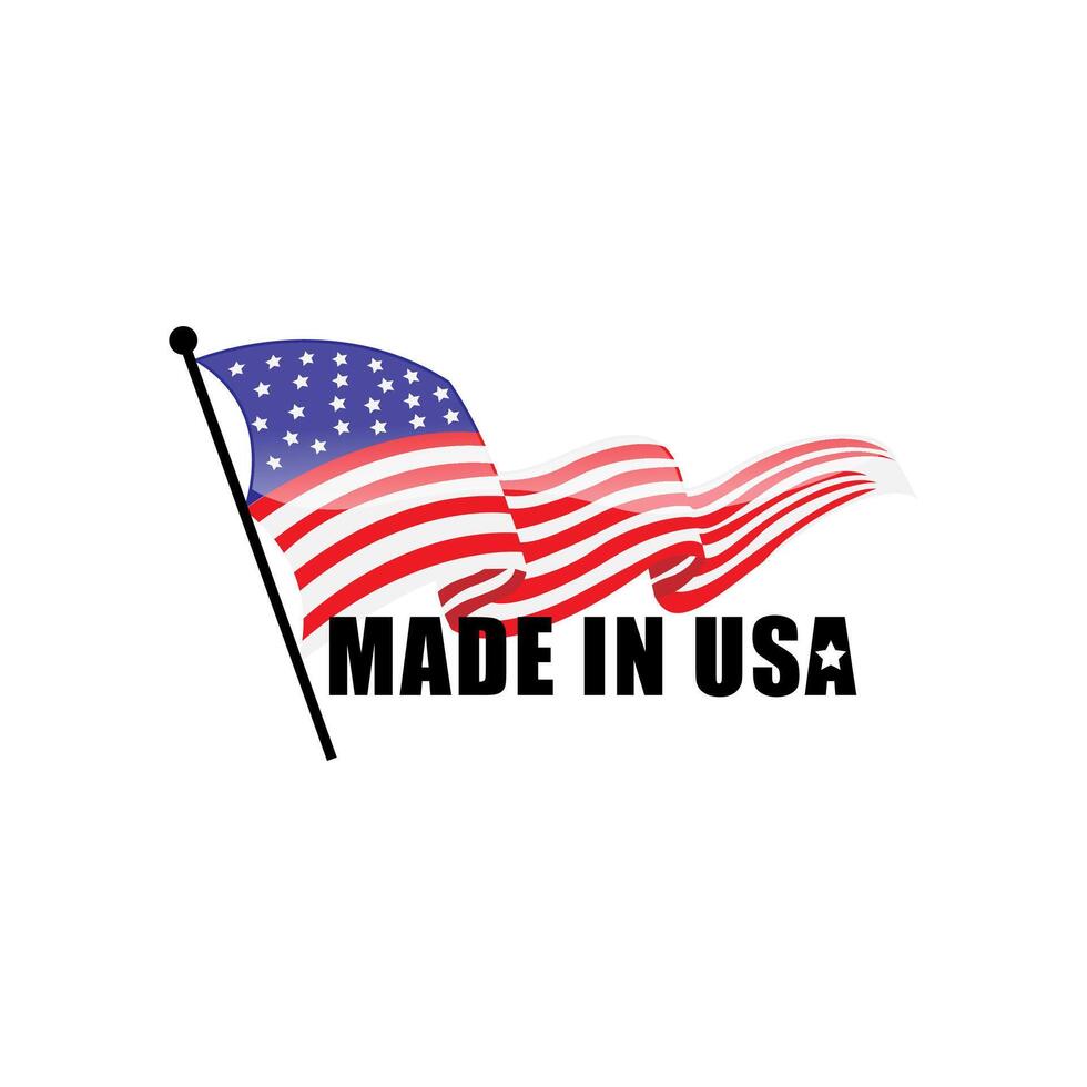 Made in USA United States of America. Composition with American flag for badge, label, pin, etc. vector