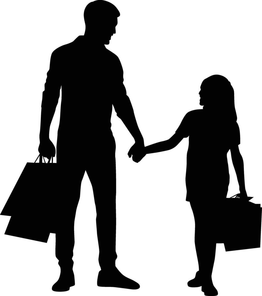 Dad and daughter silhouette vector