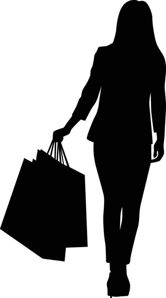 silhouette of a girl shopping pose vector