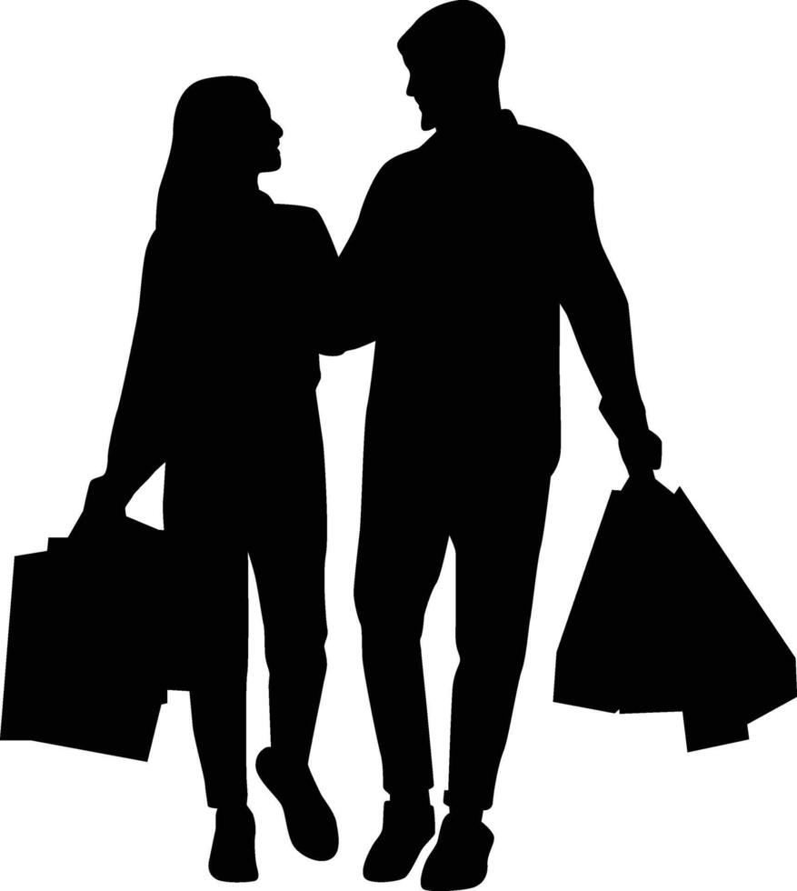 couple shopping silhouette illustration vector