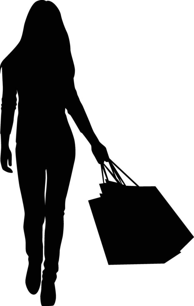 girl shopping silhouette vector