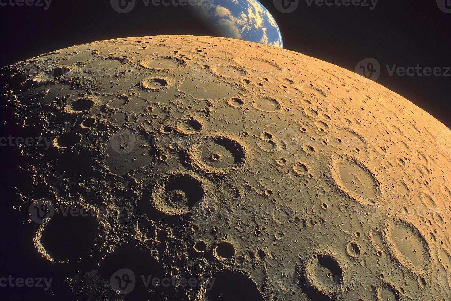 The moon and earth are seen from space photo