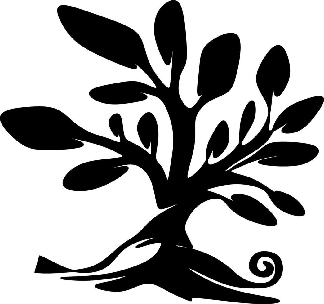 Silhouette of tree illustration in black and white vector