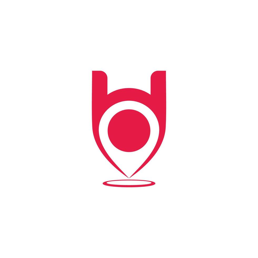 letter h home pin location red simple logo vector