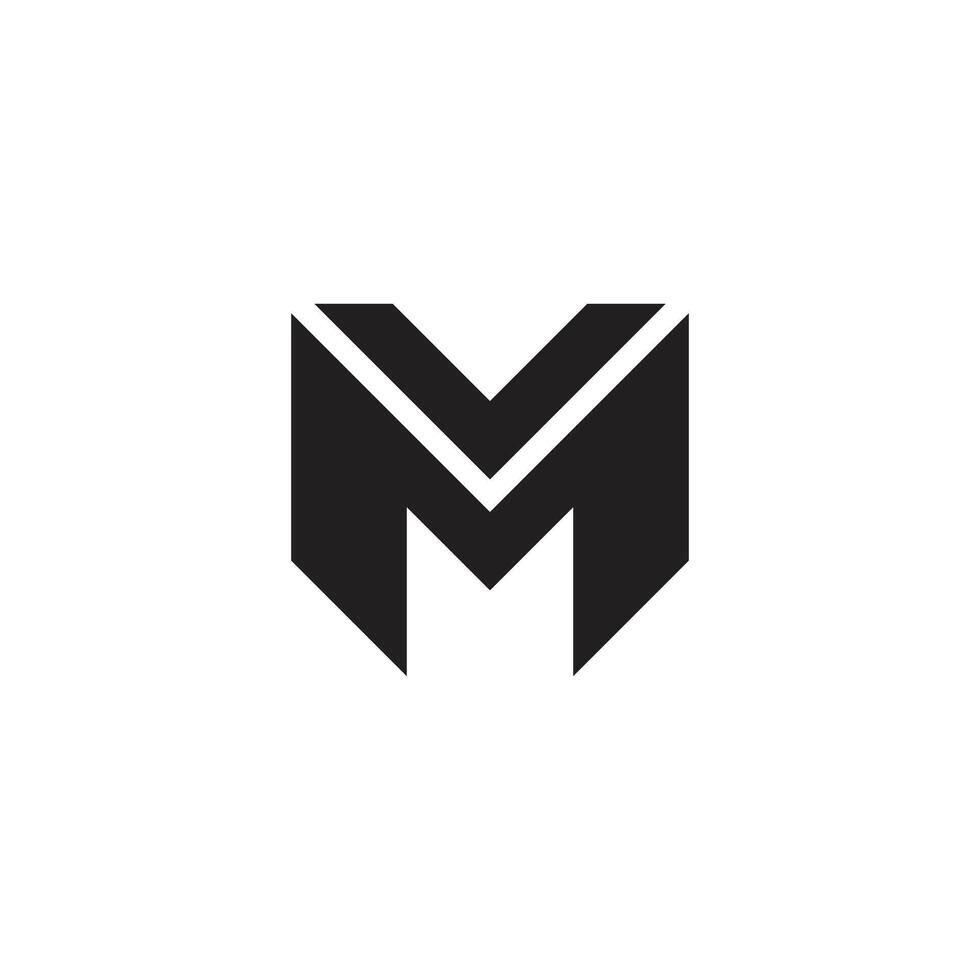 letters mv bold simple geometric logo vector