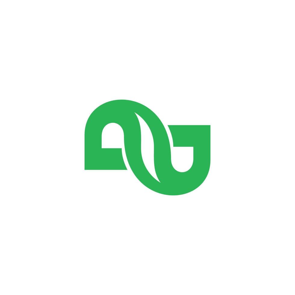 letter nj leaf abstract simple logo vector
