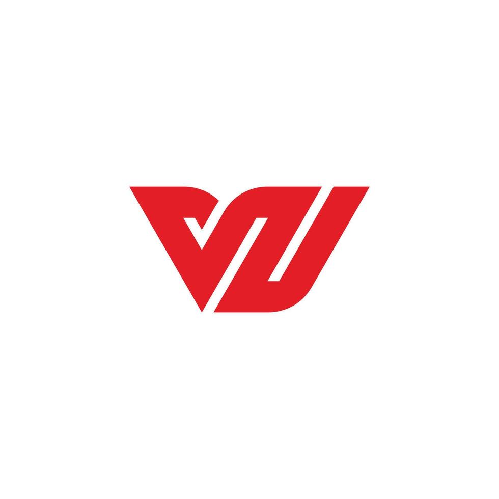 letters vu simple stripes red geometric logo vector
