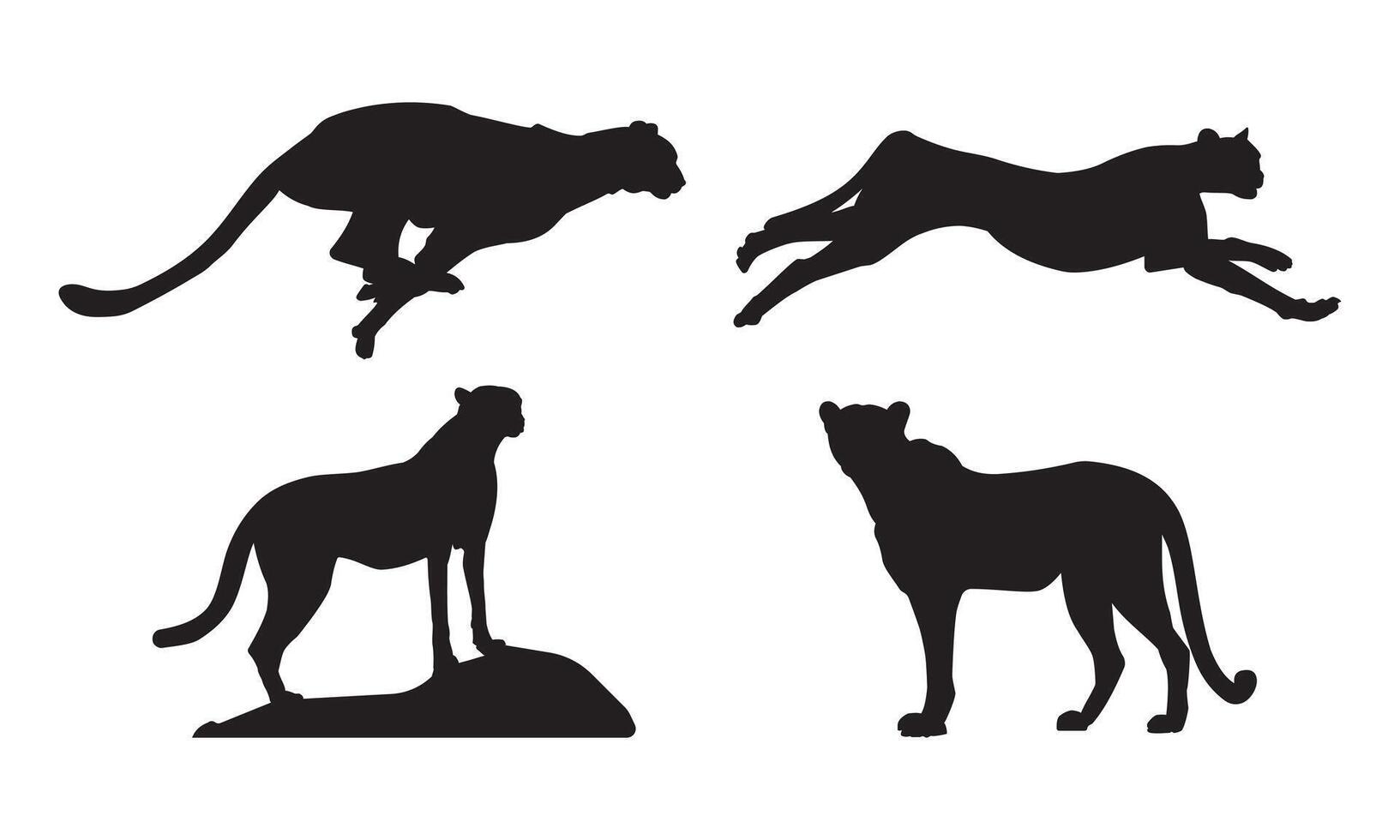 Cheetah silhouette illustration. Cheetah running cartoon. Suitable animal wildlife graphic resources. vector