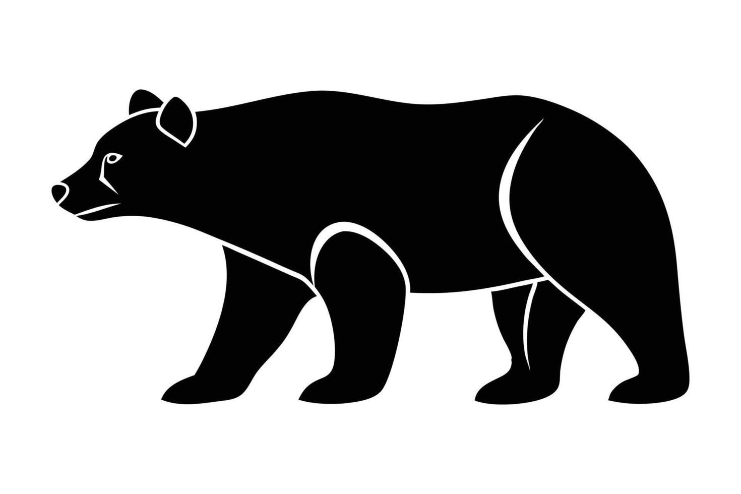 Monochrome bear silhouette black and white illustration vector