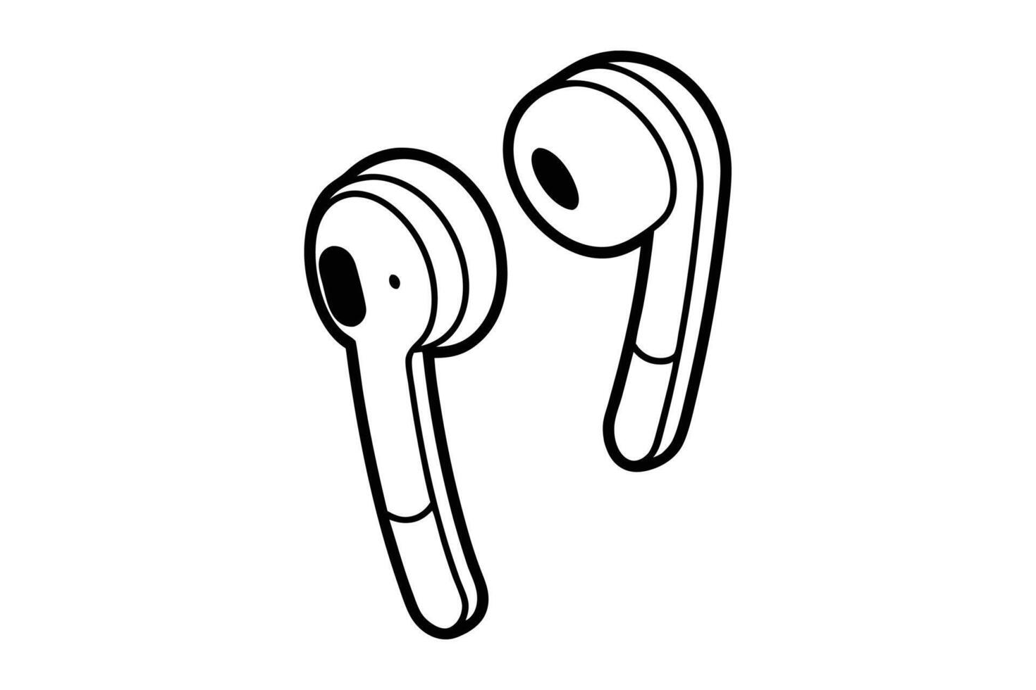 Wireless earbuds line art illustration vector