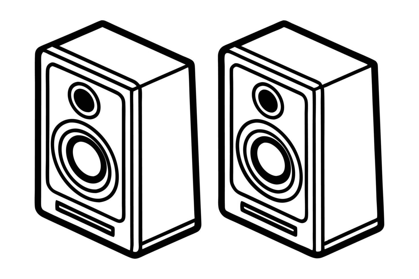 Desktop speakers minimalist line art illustration vector