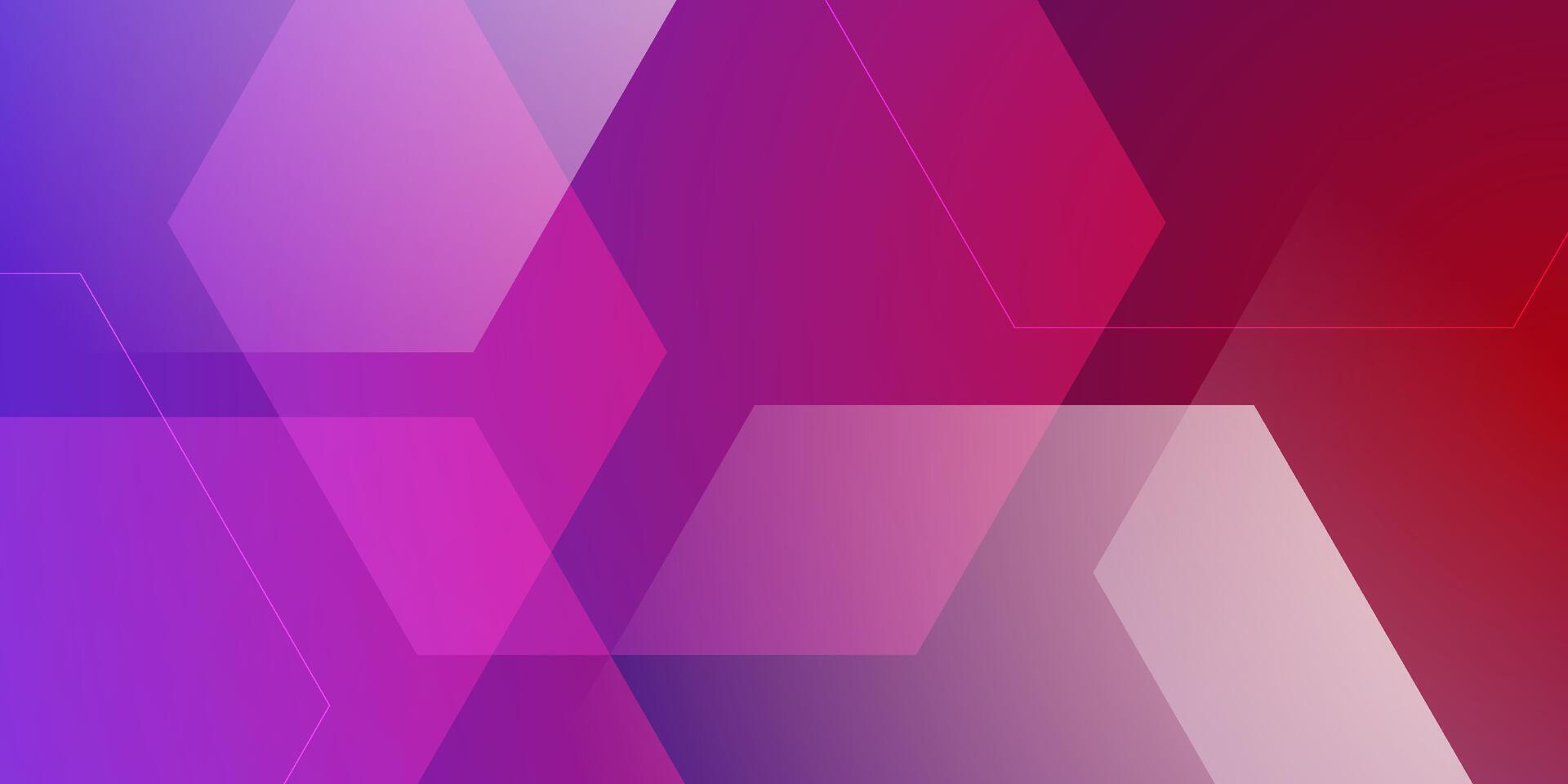 Abstract 3D background with dark red and blue gradient color. Hexagonal pattern overlay shapes. Cool design. vector