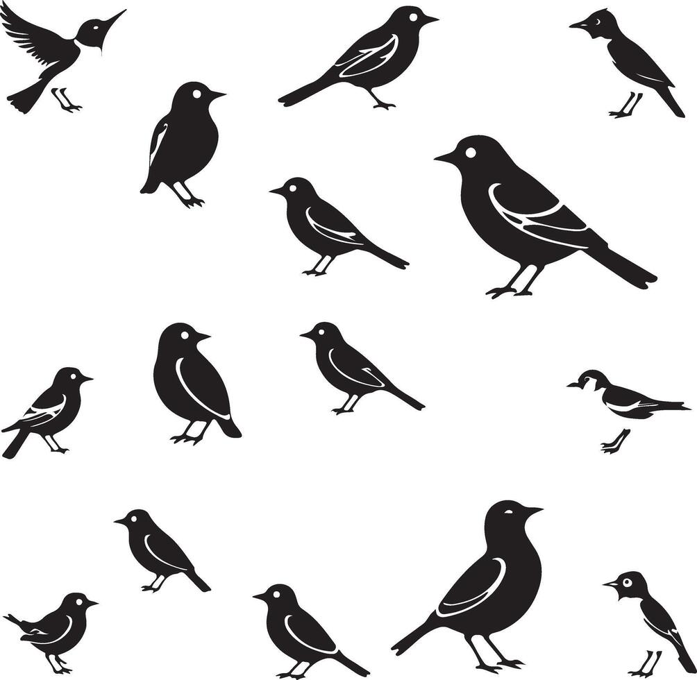 Birds silhouettes icon set vector