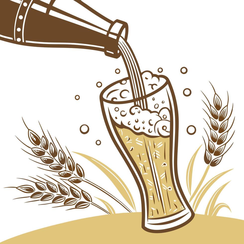 Beer pouring into a glass vector