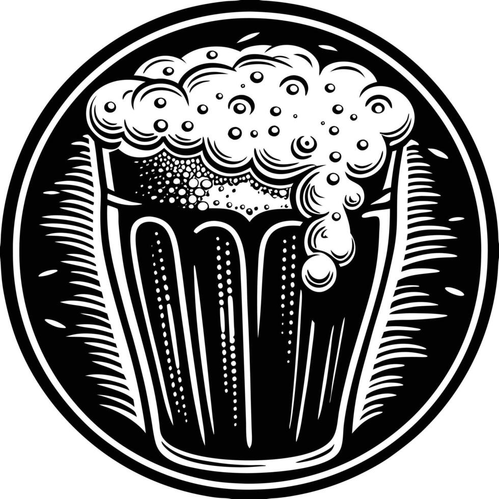A glass of beer with foam and bubbles in it vector