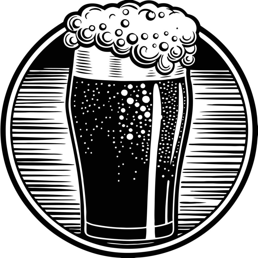 A glass of beer with foam and bubbles in it vector
