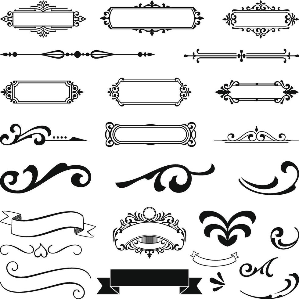 Element design. Logo retro collection, decoration ornament graphic. Label, geometric frame, ribbon flourish, swirl luxury, crown antique. Elegant filigree form. garish calligraphy vector