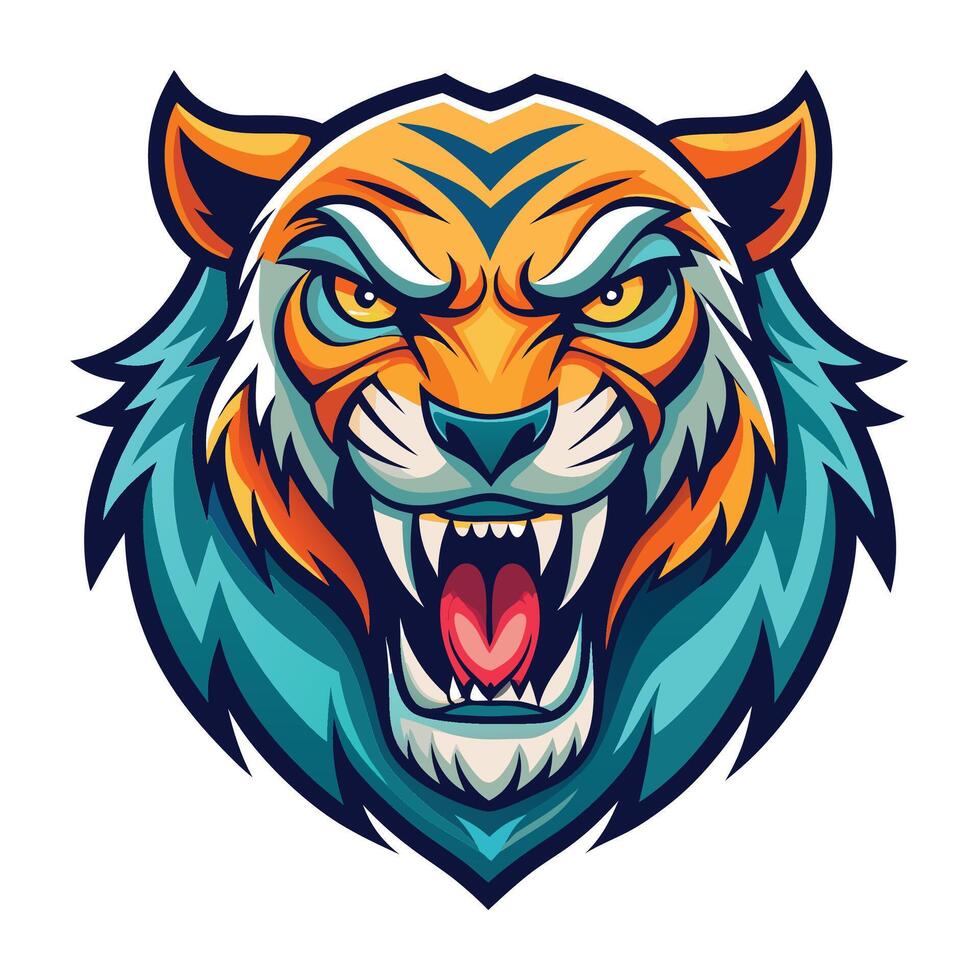 the head of a tiger with its mouth open vector