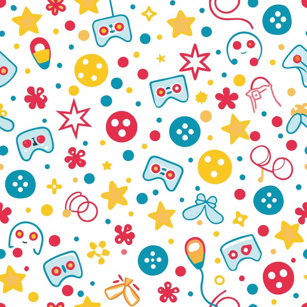 a colorful pattern with various items vector