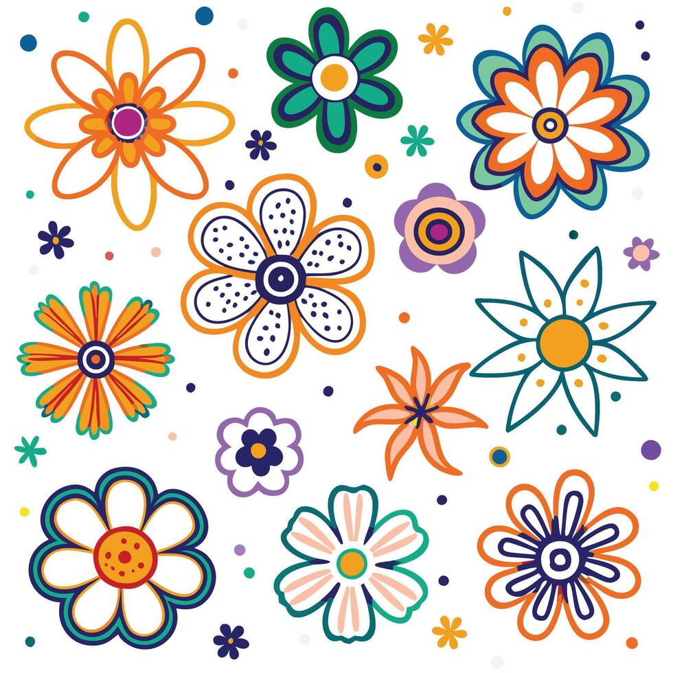 colorful flowers on a white background vector