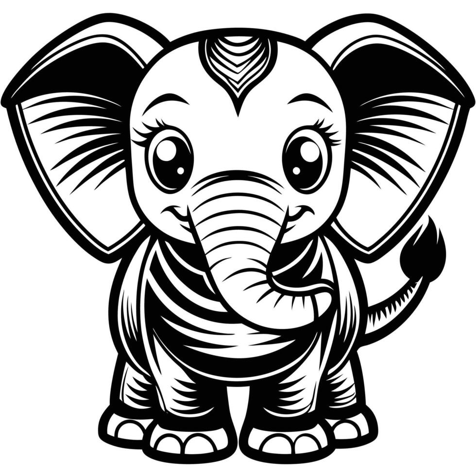 a cartoon elephant with a big head and long ears vector