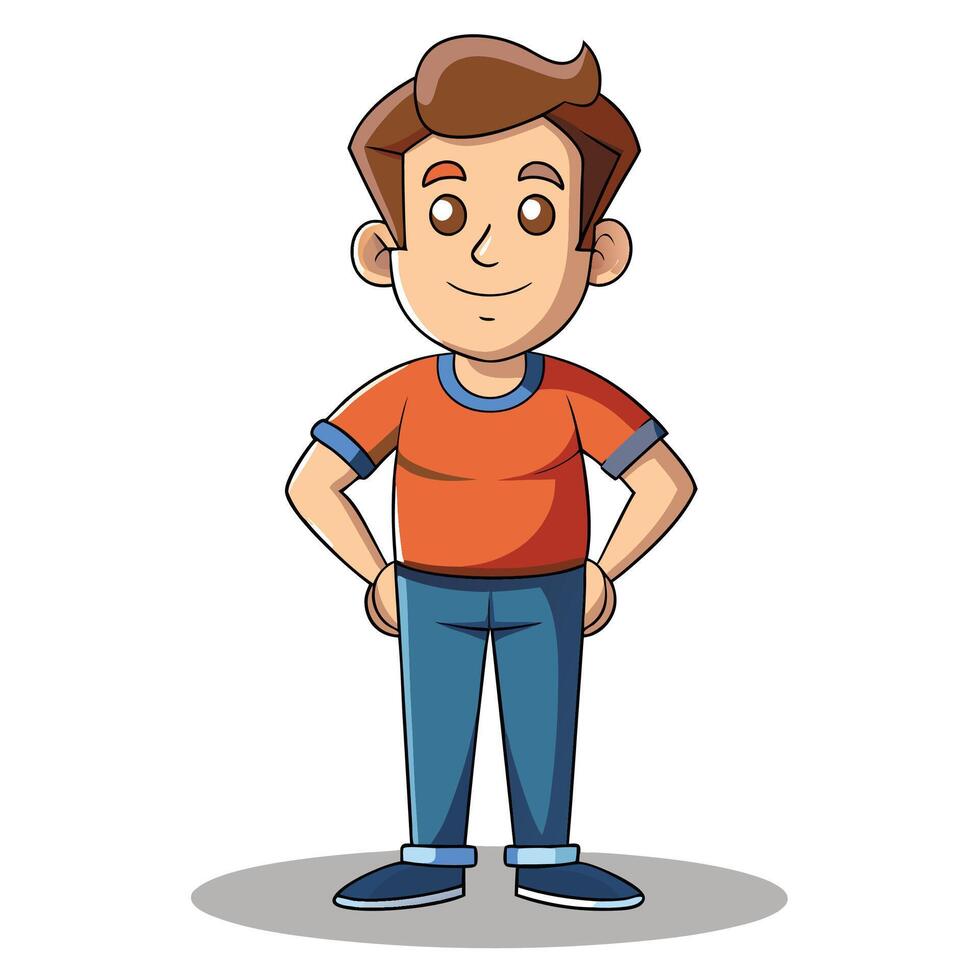 cartoon man standing with hands on hips vector