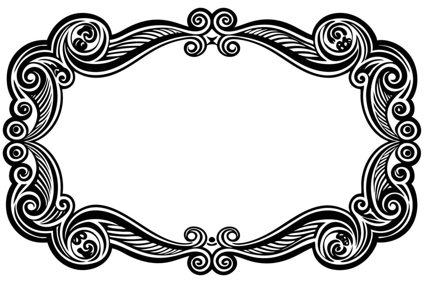a black and white ornate frame with swirls vector
