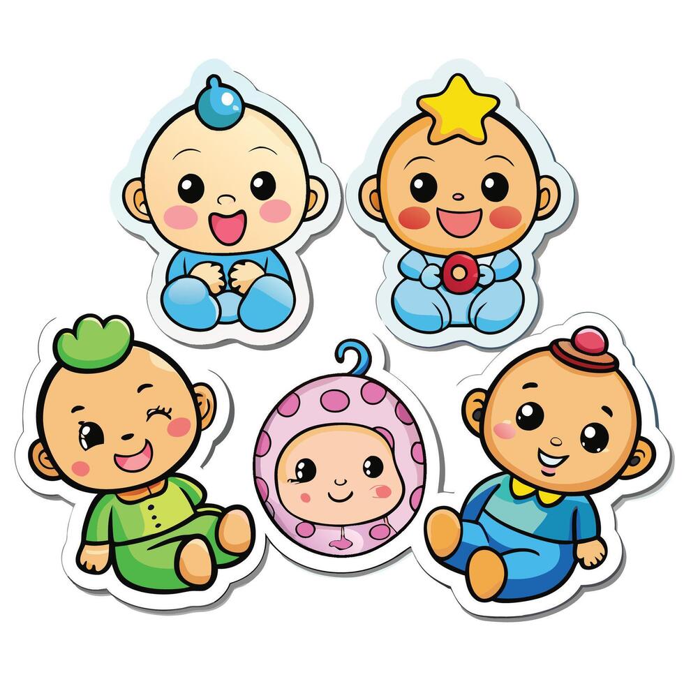 baby stickers set vector