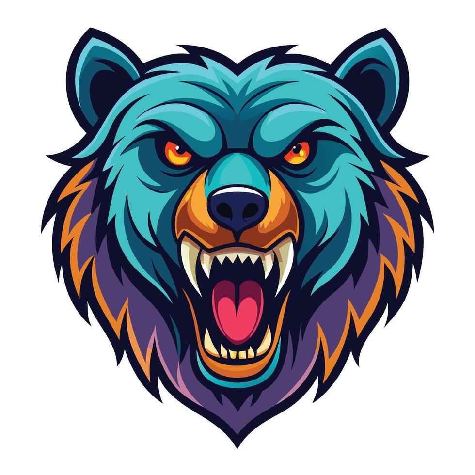 the head of a bear with an angry expression vector
