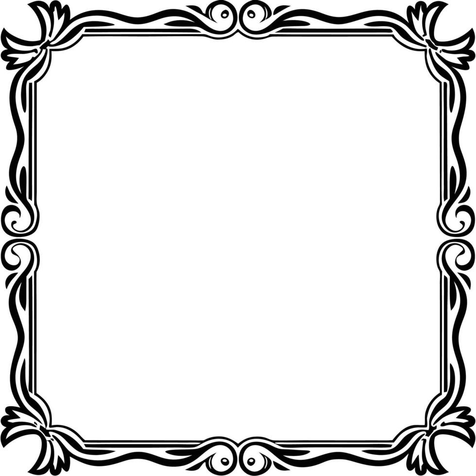 a black and white square frame with ornate design vector
