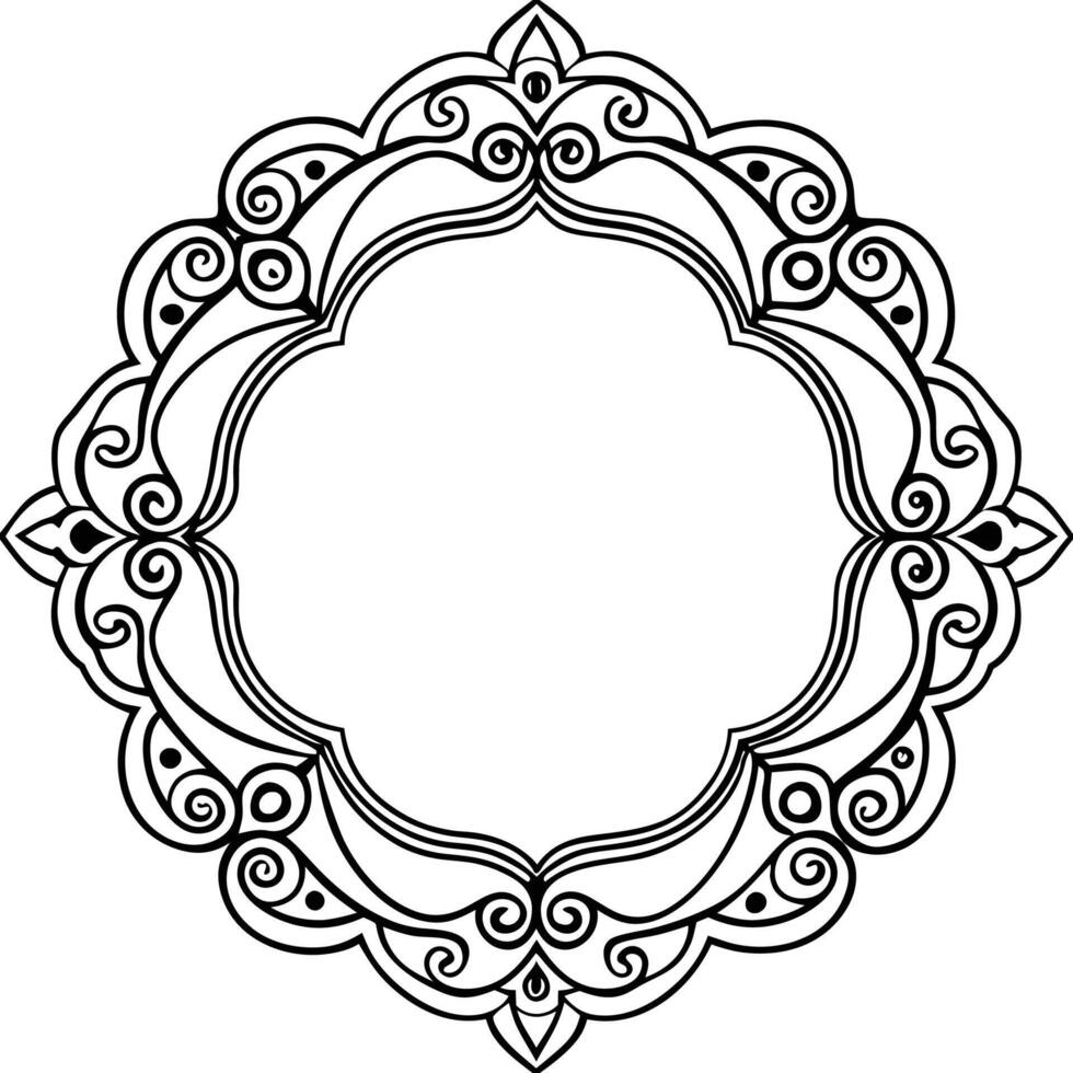 a black and white drawing of a circular frame vector