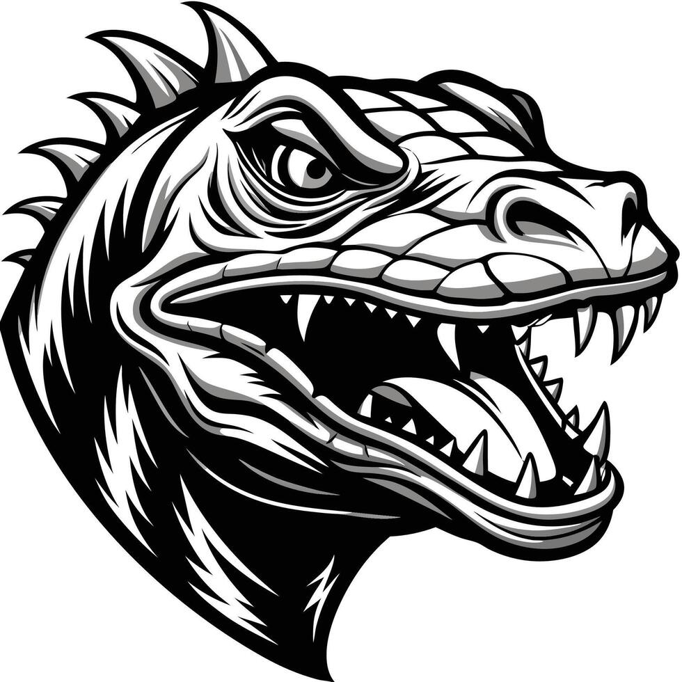 an illustration of a lizard head with sharp teeth vector