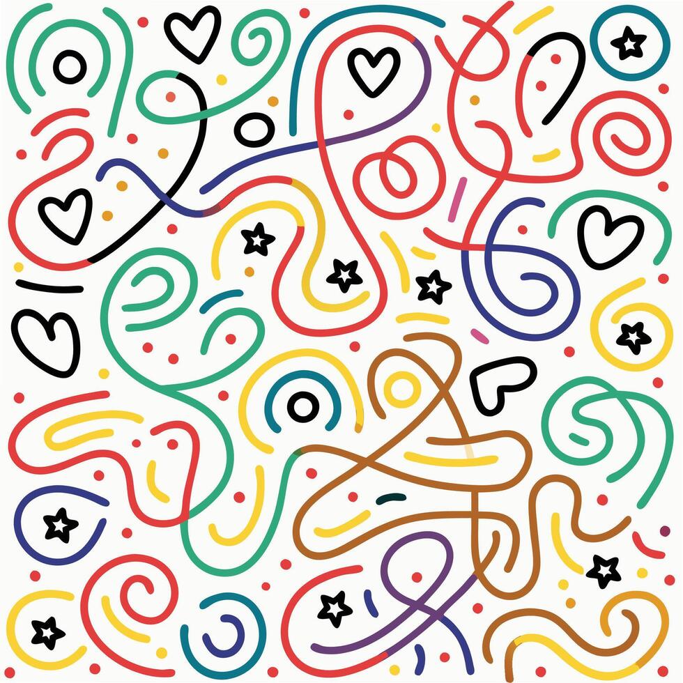a colorful pattern with hearts and stars vector
