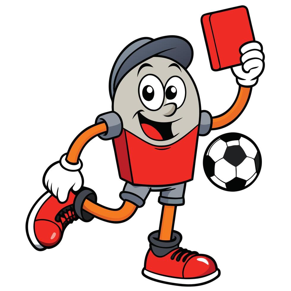 a soccer referee holding a red card vector