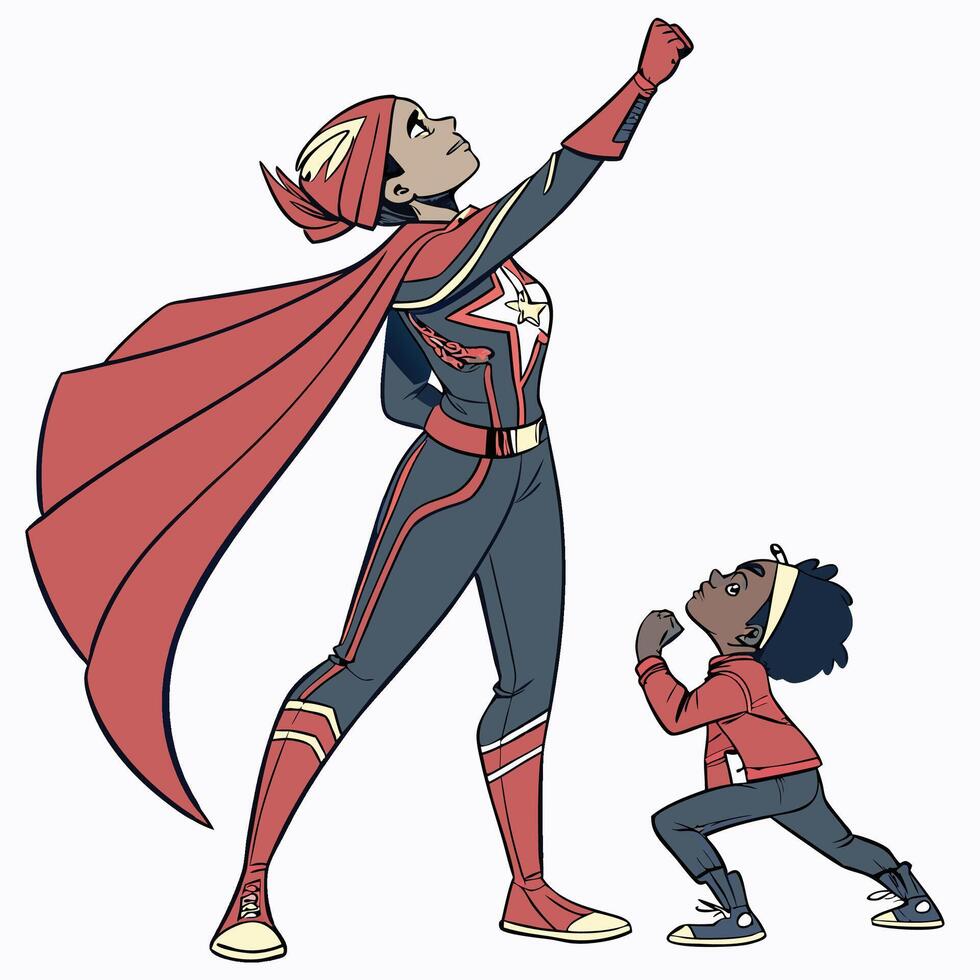 captain marvel and her daughter vector