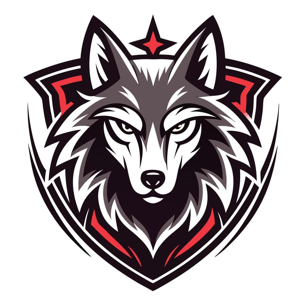 the wolf head on a shield vector