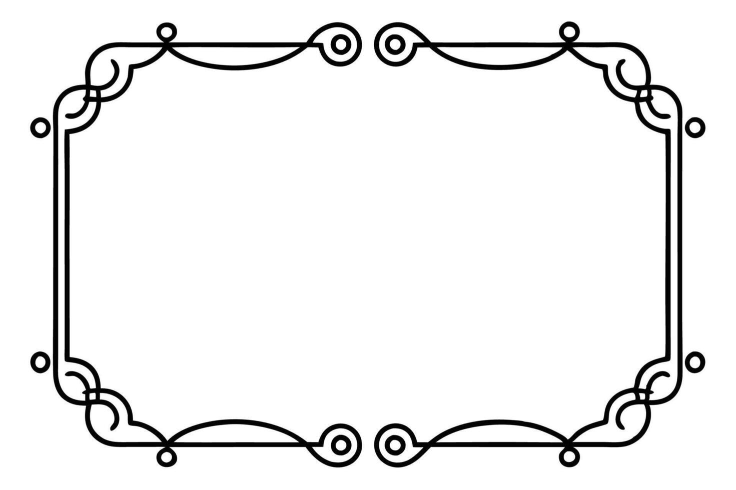 a black and white drawing of a frame with a scroll vector