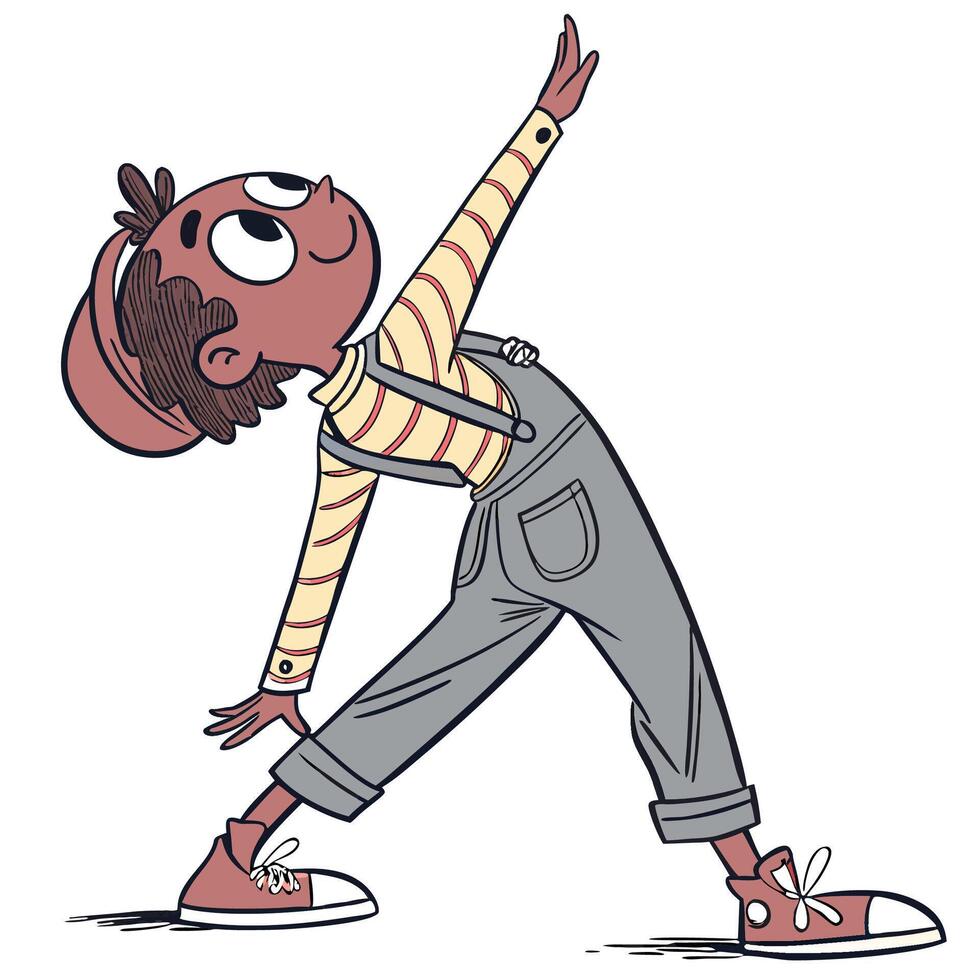 a cartoon boy is doing a handstand vector