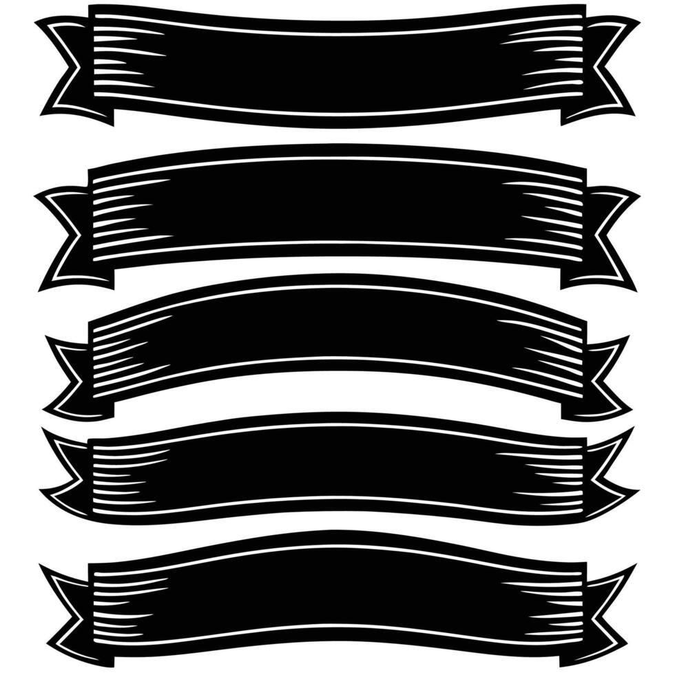 a set of black ribbons with different shapes vector