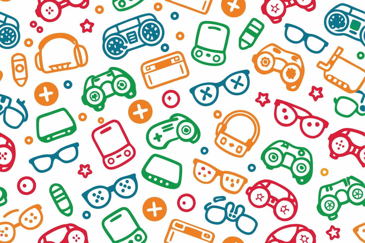 a colorful pattern with various items on it vector