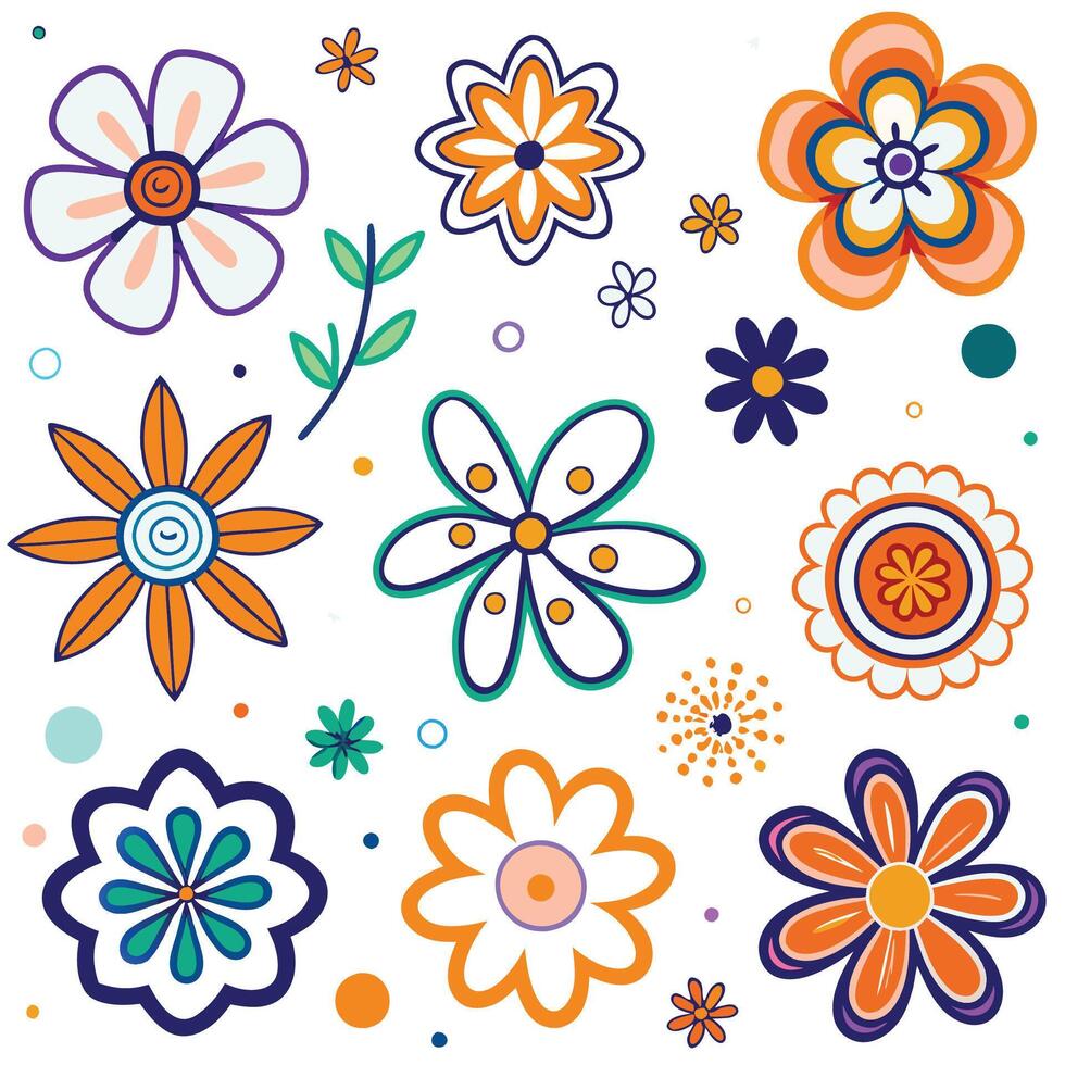 colorful flowers art vector
