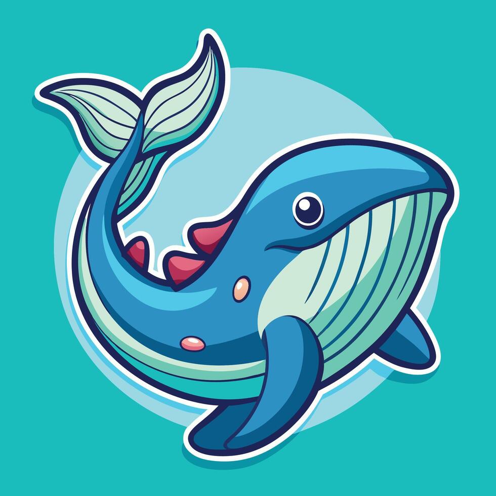 a cartoon whale with a blue background vector
