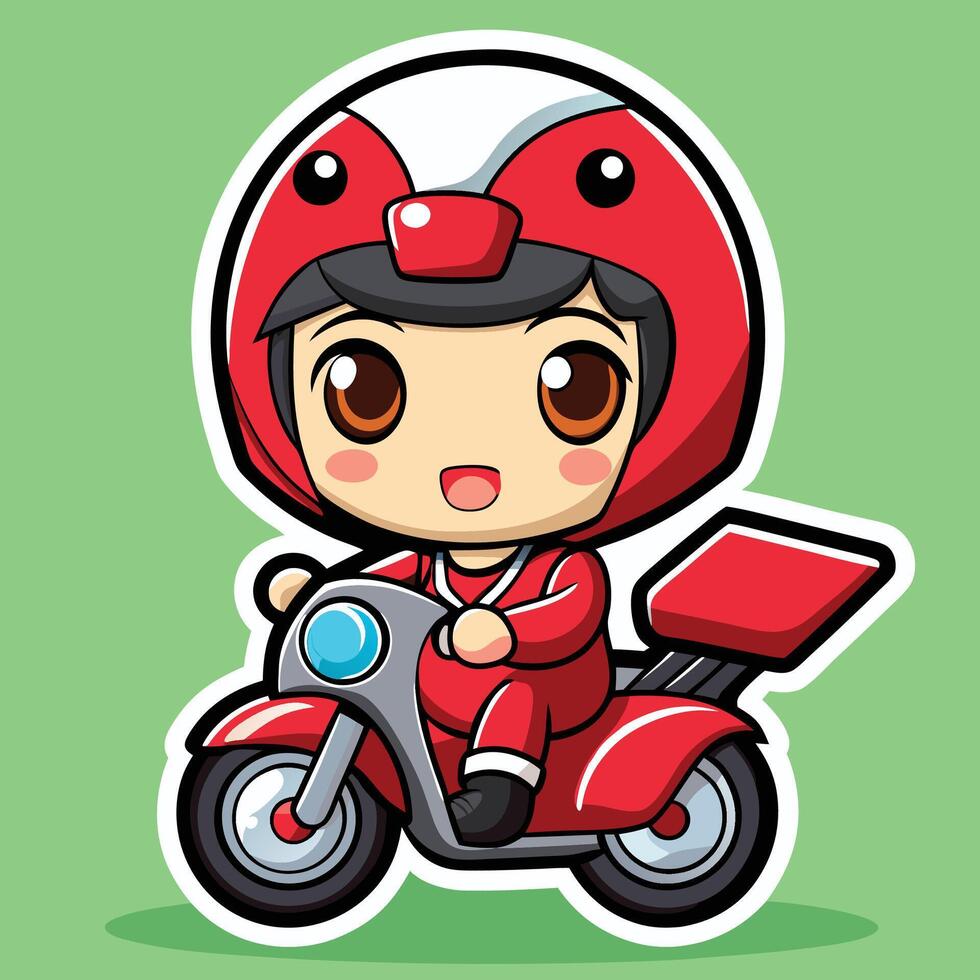 a cartoon character riding a motorcycle vector