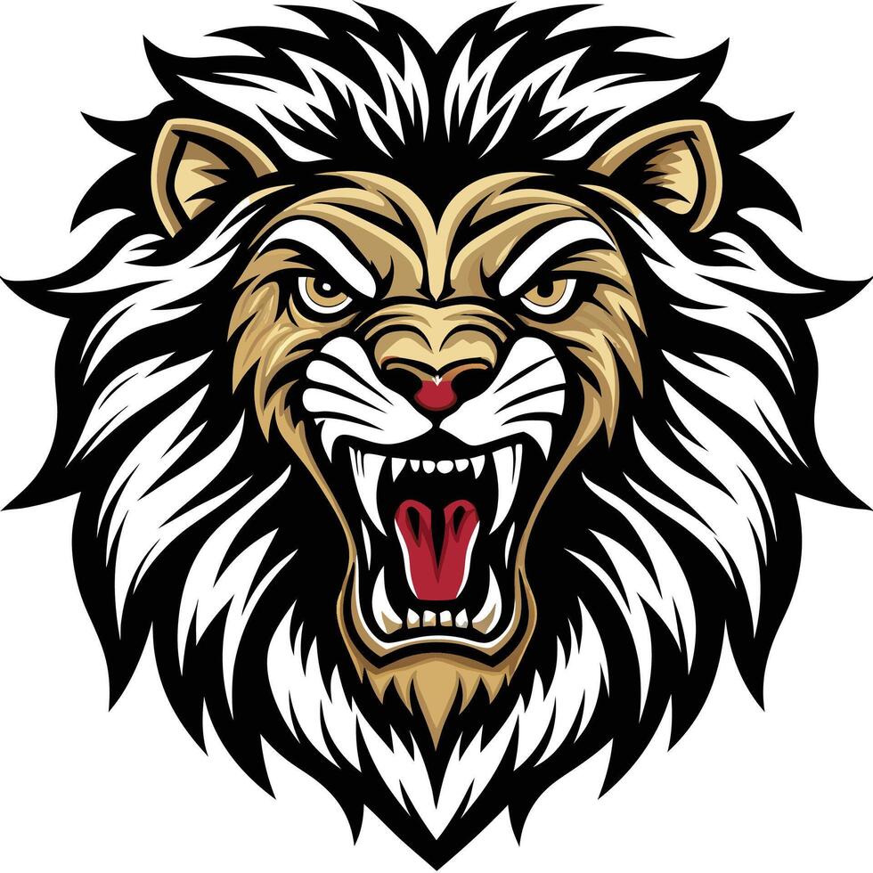 lion head with open mouth on a white background vector