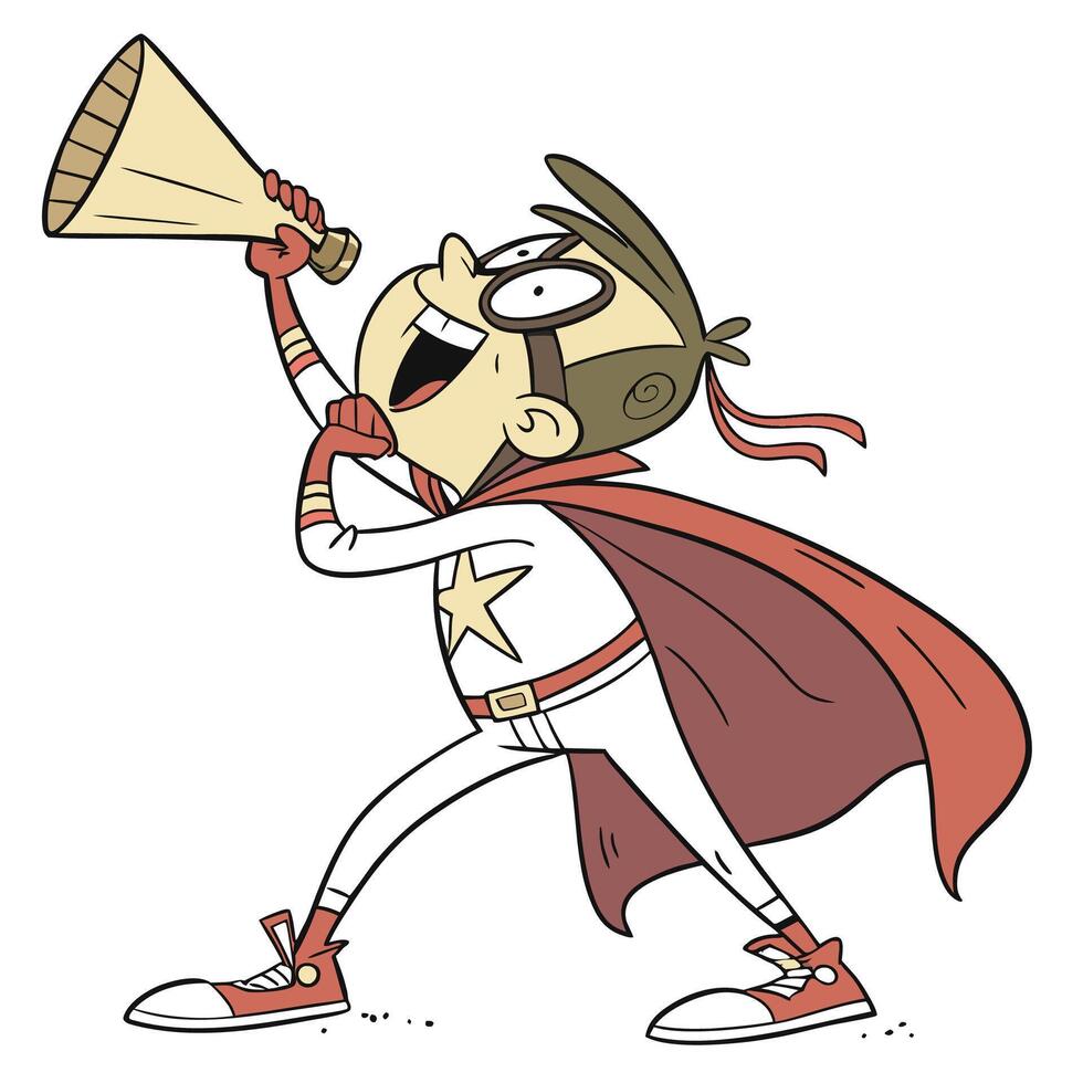 a cartoon superhero with a megaphone vector