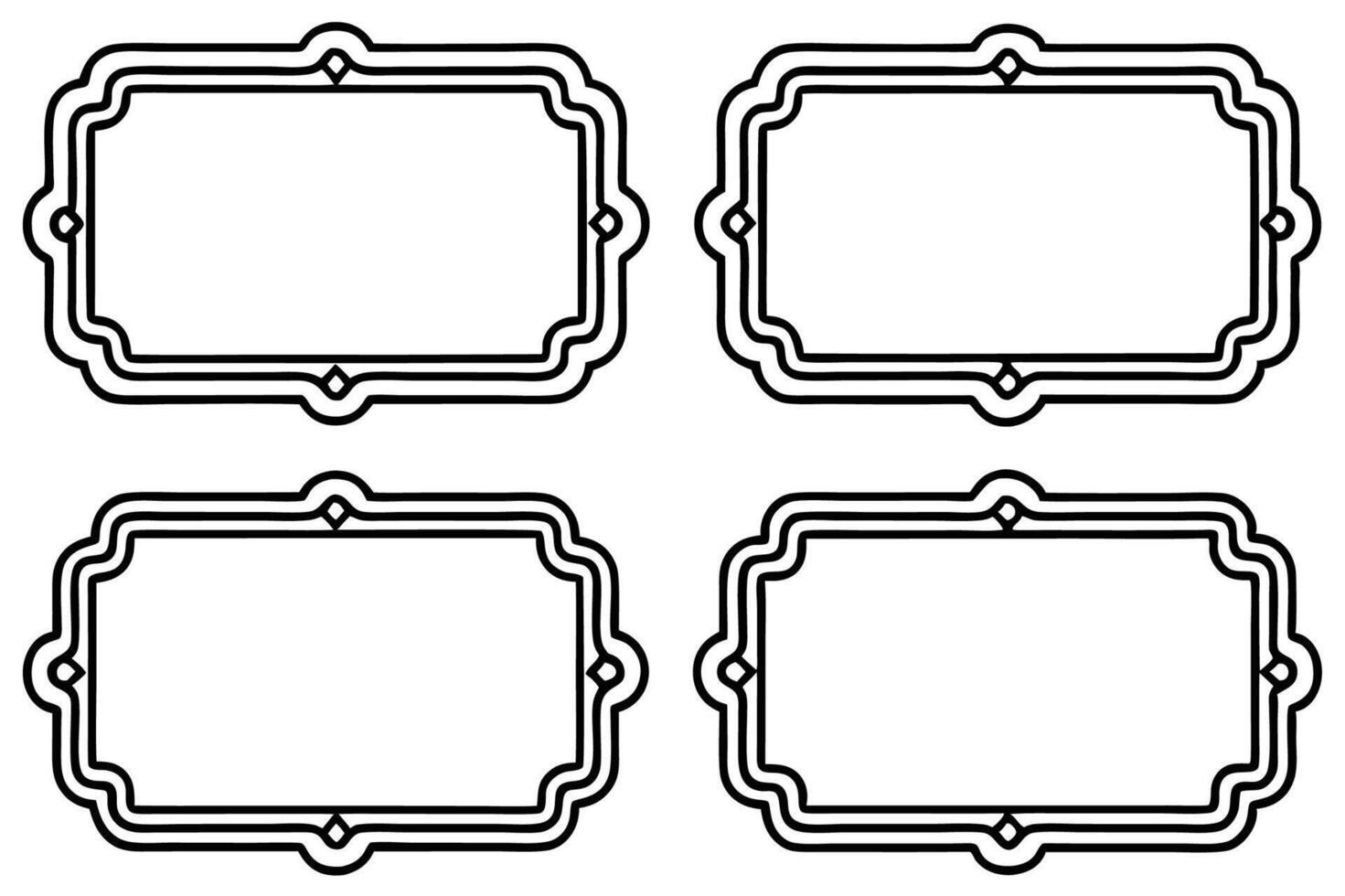 four black and white frames with ornate designs vector