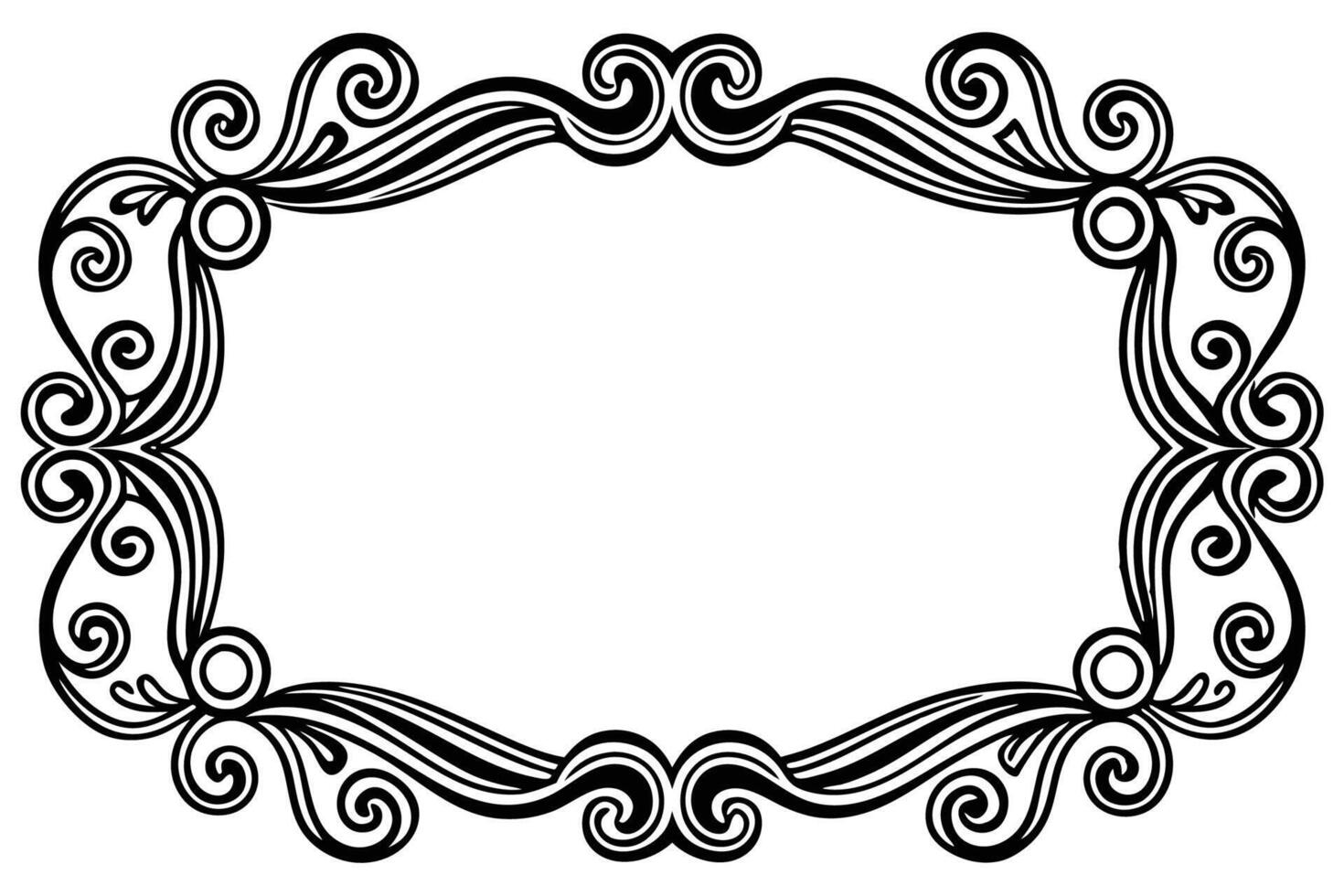 a black and white ornate frame with swirls vector